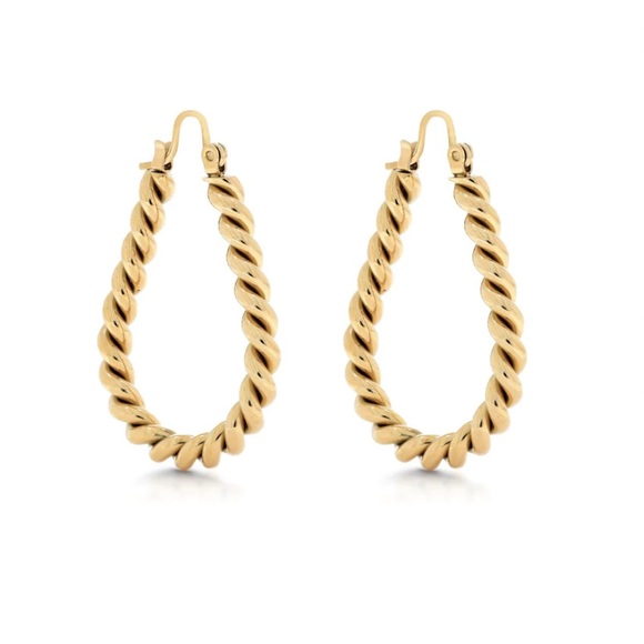 Waterproof twist gold plated earrings - Picture 3 of 4